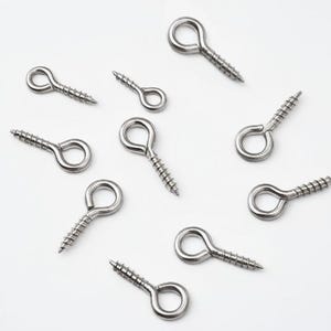 100 Screw Eye Bails, Silver Plated 4x8 mm 4x10 mm 5x12 mm, Tiny Eye Screws For Pendants, Eye Hook Screw, Eye Screw For Beads Making Jewelry