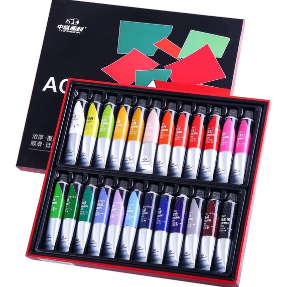 Acrylic Paint Set Paints for Ceramics Canvas Wood Clay Wall Nail 12 24  Colors for Students Artists Painting Supplies 