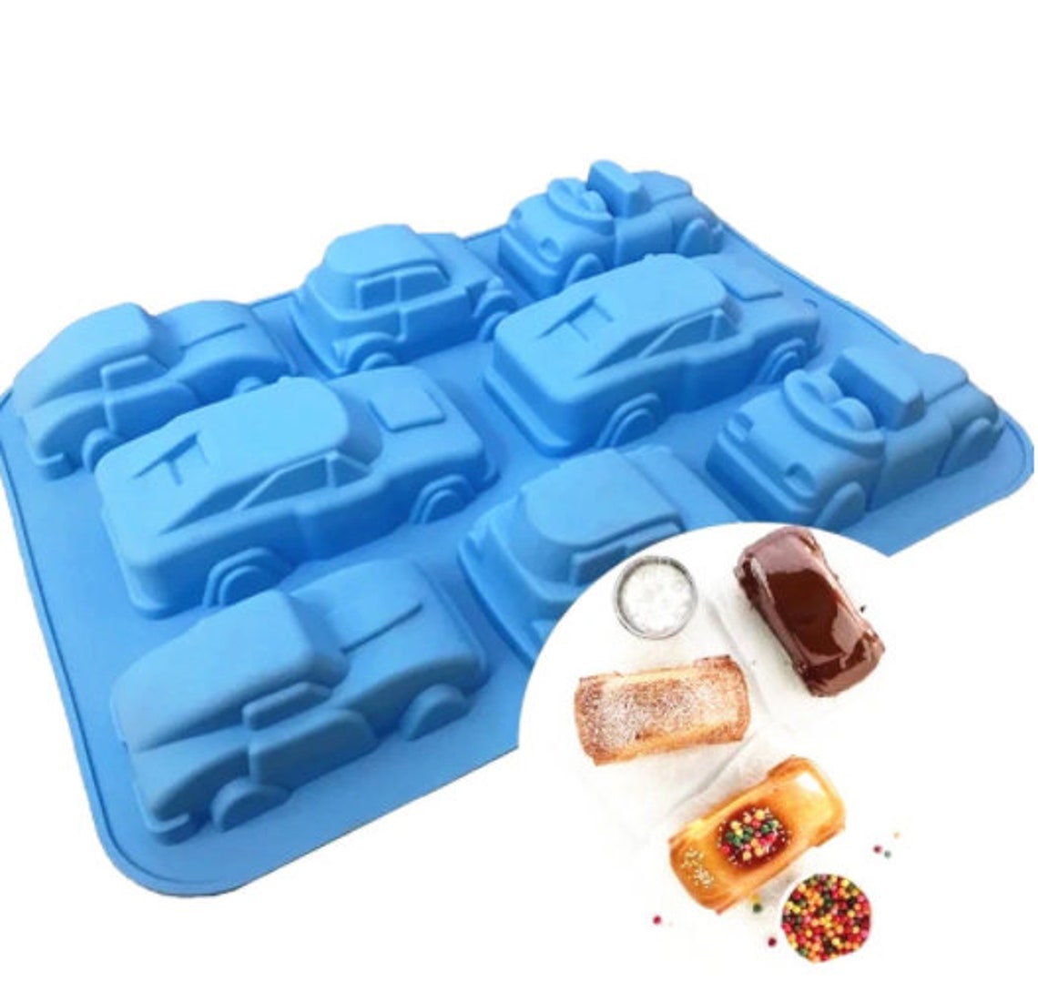 Car Cake Mold Racing Car 8 Cavity Flexible Silicone Choclate Etsy