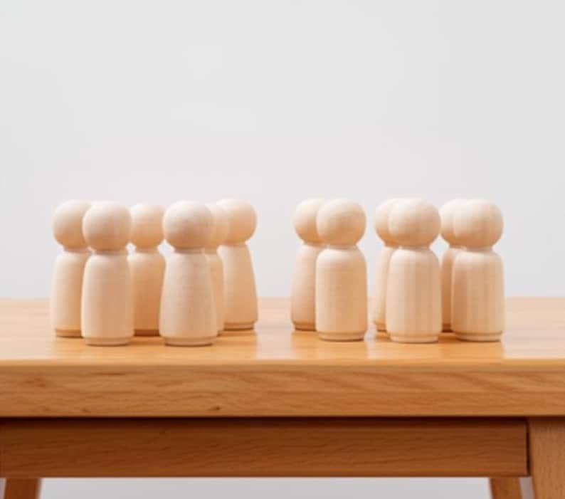 50 Pcs Wooden Peg Dolls - Unfinished Peg People Family - Natural Peg Dolls Blank Kit - Bulk Poupée Bois à Peindre - DIY Craft Supplies image 4