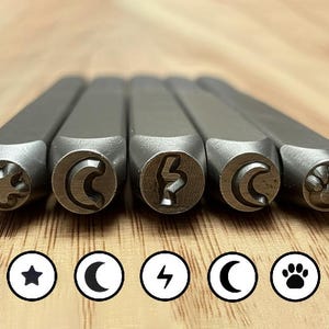 Metal Stamp, Lightning Moon Paw Star Symbol Design Stamp, Metalworking, Metal Stamp Stamping Punch Tools, Jewelry Making