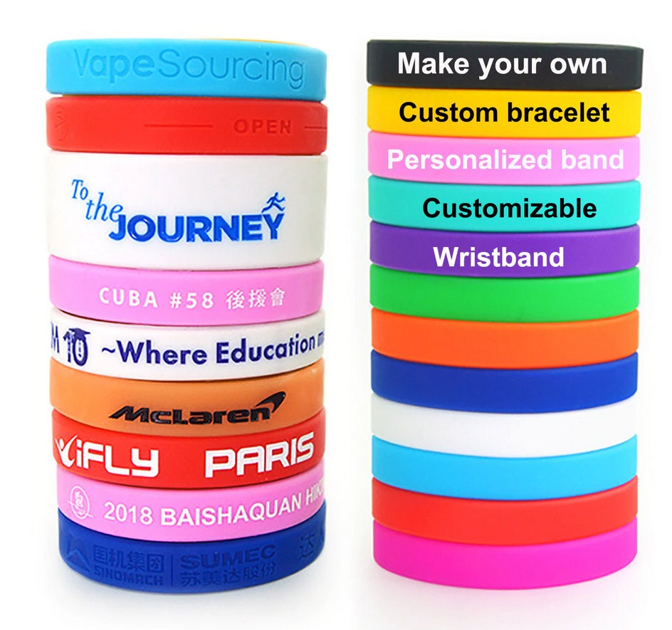 Amazon.com : Personalized Silicone Wristbands Bulk with Text Message Custom  Rubber Bracelets Customized Rubber Band Bracelets for Events,  Motivation,Fundraisers, Awareness,Orange : Office Products