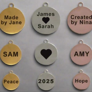 Custom Stainless Steel Charm, Rose Gold Silver Personalized Charm, Logo Charm Beads, Laser Engraved Charm Beads For Jewelry Bracelets Making