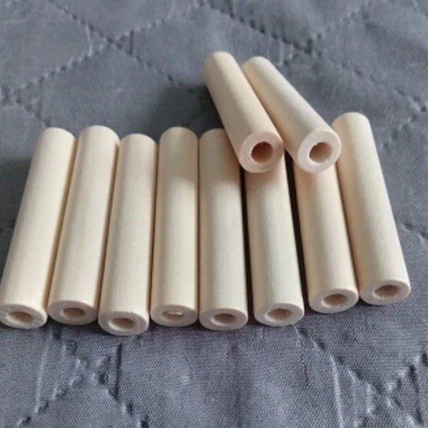 Unfinished Wood Tube Bead, Wooden Tube Beads, Long Unfinished Wooden Bead, Necklace Jewelry Making, Wood Bead Necklace Bead 10x50 mm