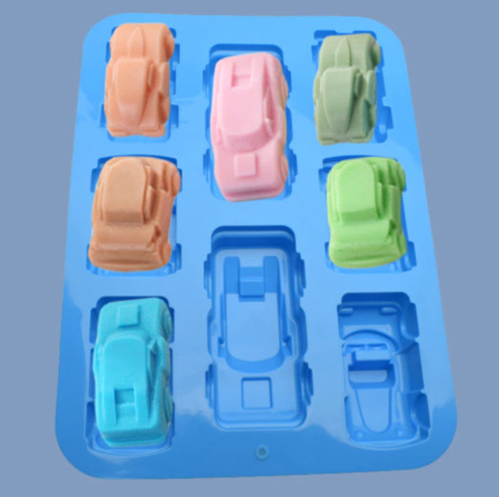 Car Cake Mold Racing Car 8 Cavity Flexible Silicone Choclate Etsy