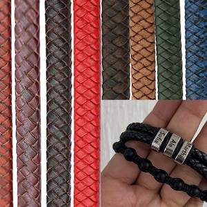 Cowhide Leather Cord - 8mm 10mm 12 mm - 0.5 Meter - Bolo Braided, Hunter Leather Cord - Flat Leather Cords For Jewelry Making - Brown Red
