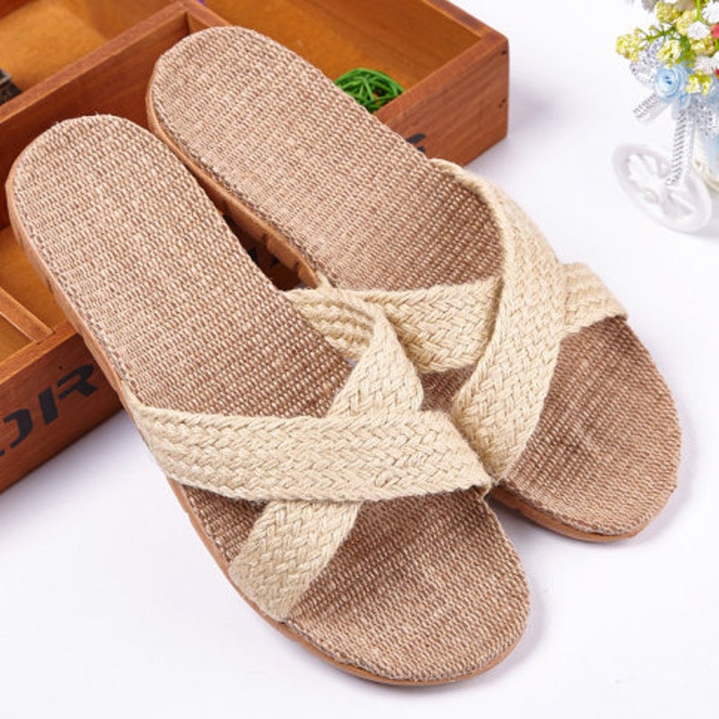 Casual Hemp Beach Slippers by Exotic Merchant Crafts