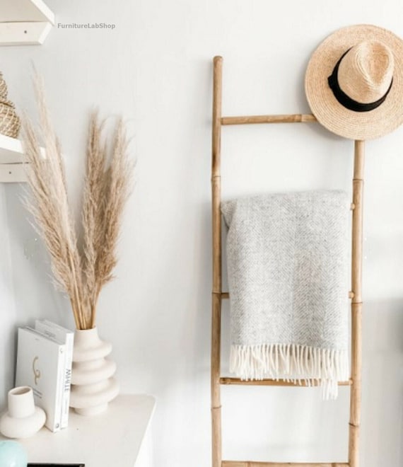 Wooden Hallway Ladder Bamboo Towel Rack Bedroom Blanket - Etsy Norway