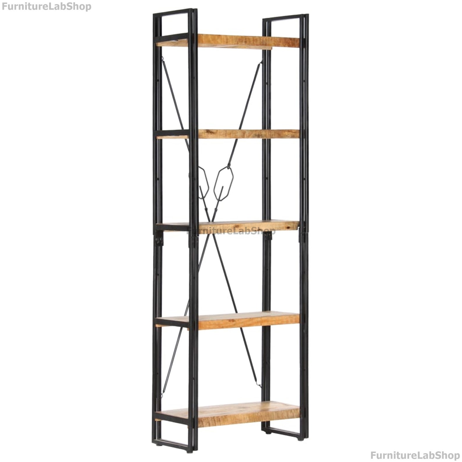 Industrial Tall Bookcase Rustic Shelving Unit Solid Wood Etsy