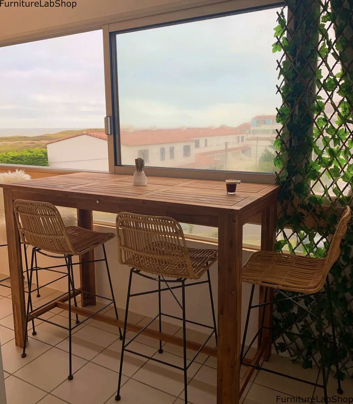 Outdoor Bar Table Wooden Garden Drinks Stand Patio Solid Etsy