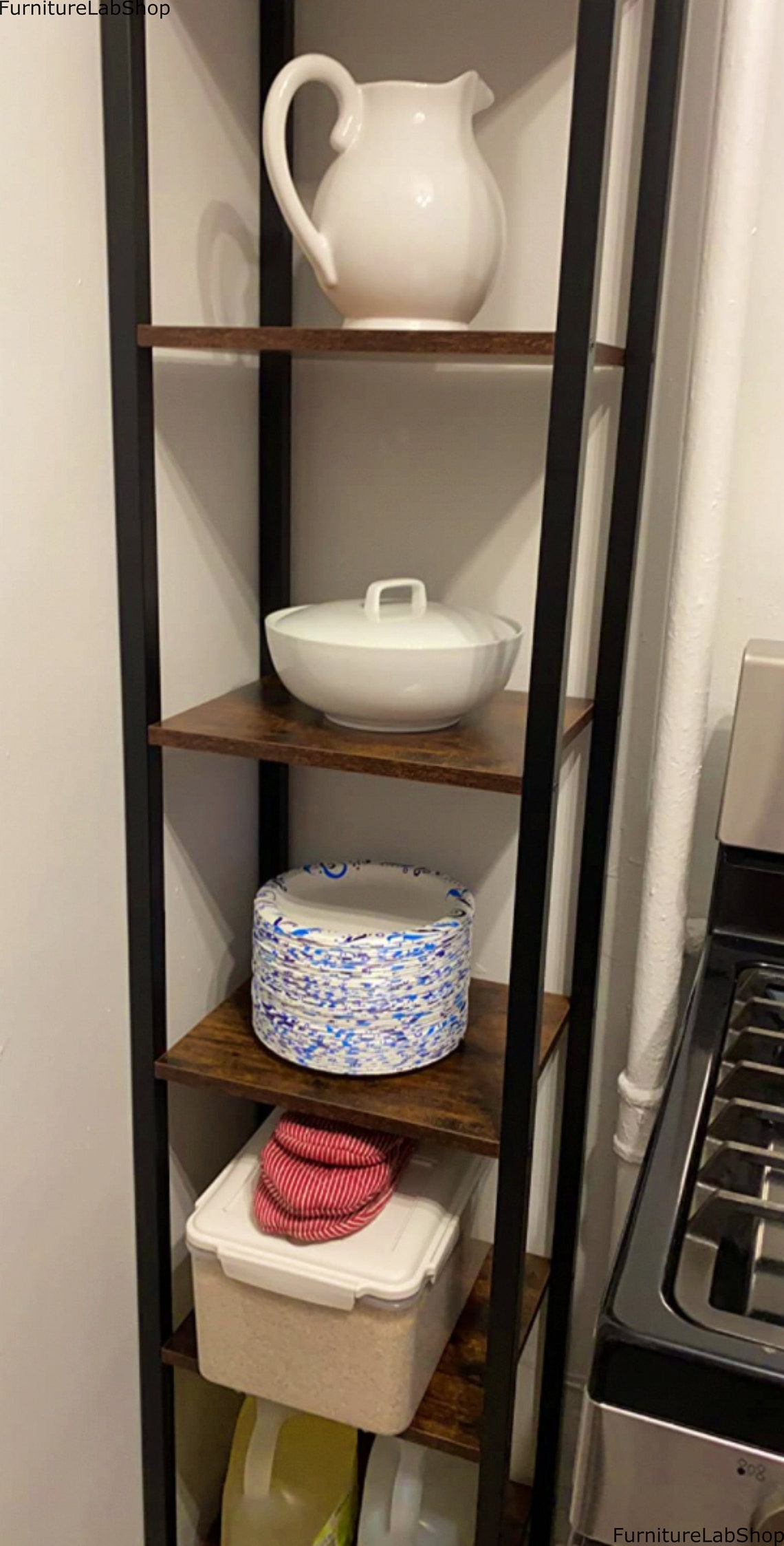 Industrial Tall Shelving Unit Rustic Slim Bookcase Metal Wood Etsy UK