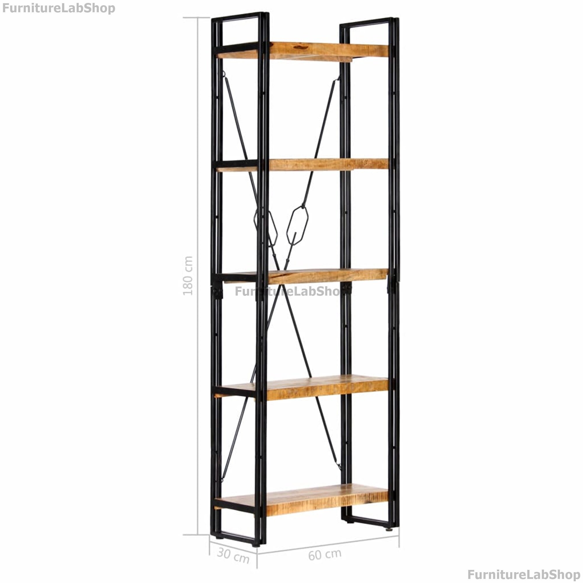 Industrial Tall Bookcase Rustic Shelving Unit Solid Wood Etsy