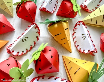 Handmade Fruit & Veggie Treat Toys for Rabbits, Guinea Pigs (5 Pack)