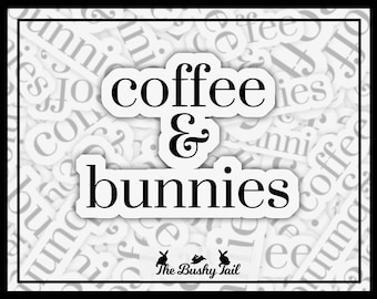 Adesivo de café e coelhinhos: decalque à prova d'água para laptop