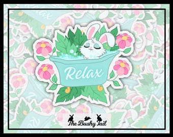 Adesivo Relax Bunny: Adesivo à prova d'água para laptop, presentes para amantes de coelhos