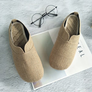 Traditional Chinese sandals. Minimalist linen sandals. Hand made woven slippers. Home sandals.