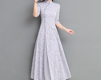 Traditional Chinese Cheongsam dress |A-line Qipao modern dress |Elegant Asian dress for Party/Tea ceremony  |Multicolors For All |For women