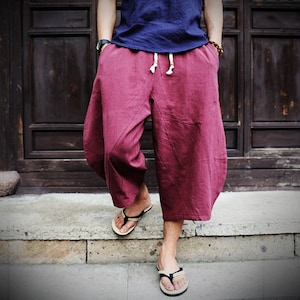 Traditional Chinese Tai Chi pants. Minimalist linen pants. Comfortable home pants. Street trousers. Kung Fu pants. Plus size