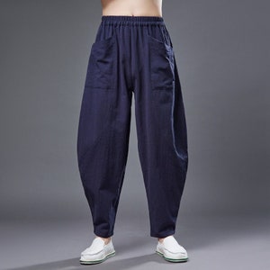 Traditional Chinese pants. Men's minimalist pants. Chinese Kungfu costume. Pencil Pants