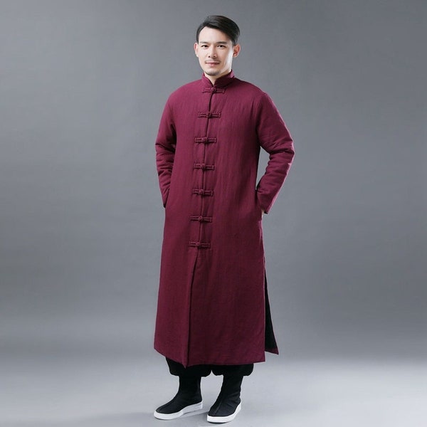 Traditional Chinese Men's Robe |Tang suit/Hanfu Cotton Overcoat |Minimalist Men's Winter Coat | Kung Fu Robe |Men's cheongsam |Gift for Men