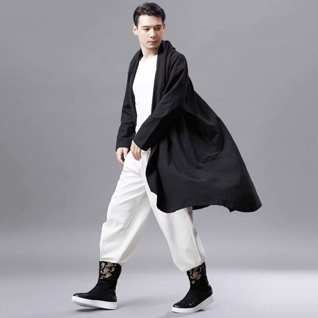 Traditional Chinese Men's Cheongsam minimalist Linen Coat chinese Kung ...