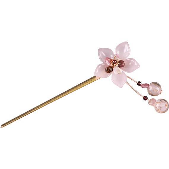 NownowCrafts 2pcs Flower Sakura Cherry Blossom Chinese Hair Pin with Long Tassels Hair Stick 18 Styles to Choose