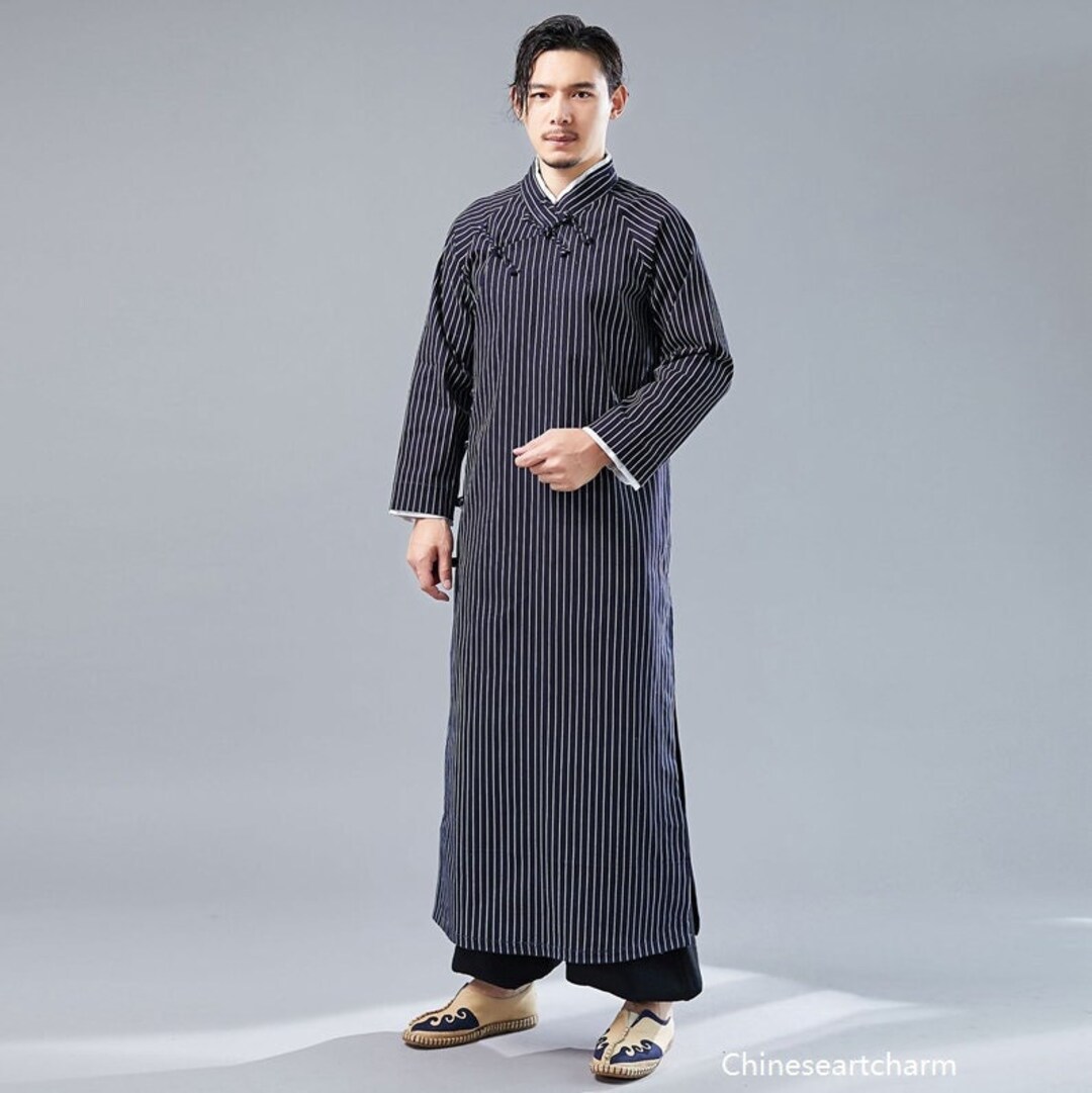 Chinese Traditional Robe Dress retro Men's Cheongsam men's Tang Coat