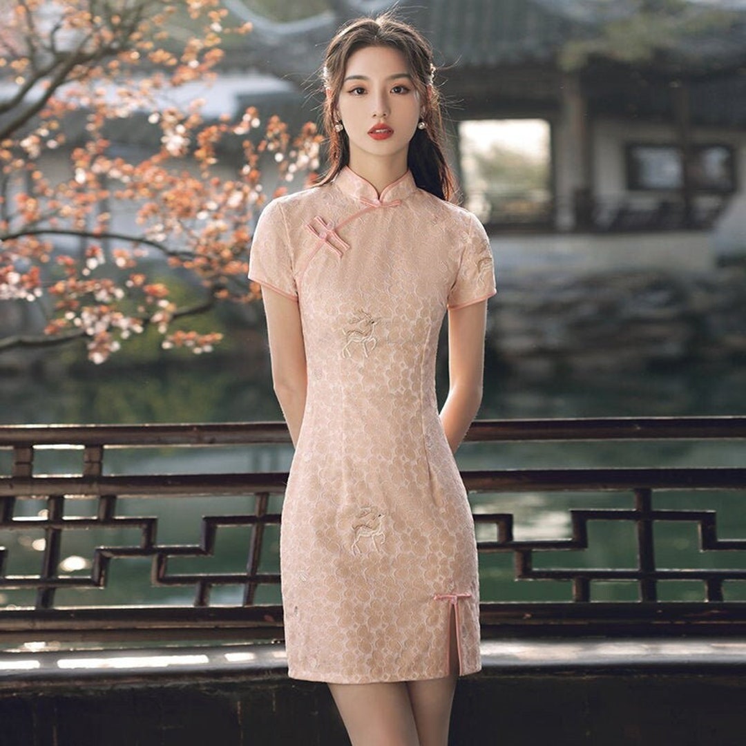 Chinese collar top girl dress