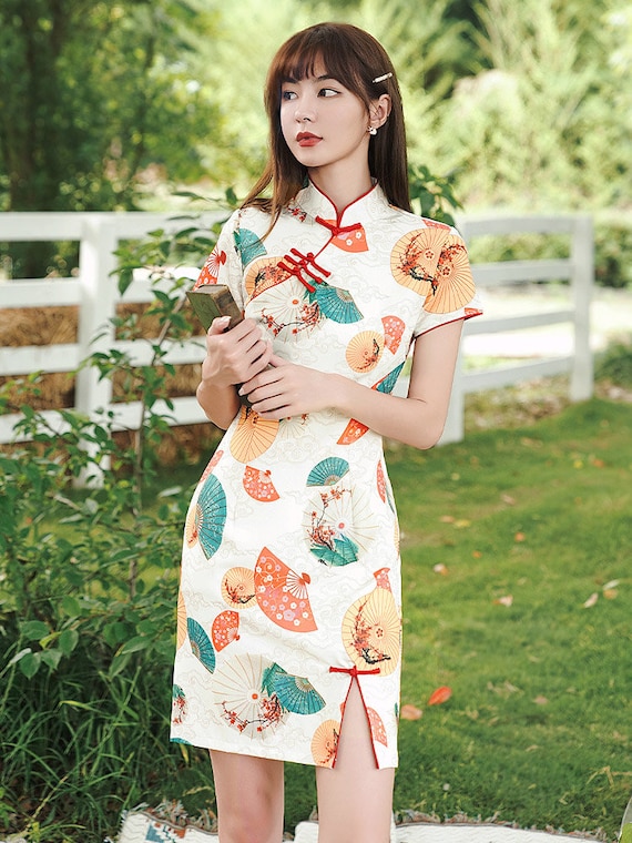 Traditional Chinese Short Dress modern Cheongsam Dress cute - Etsy