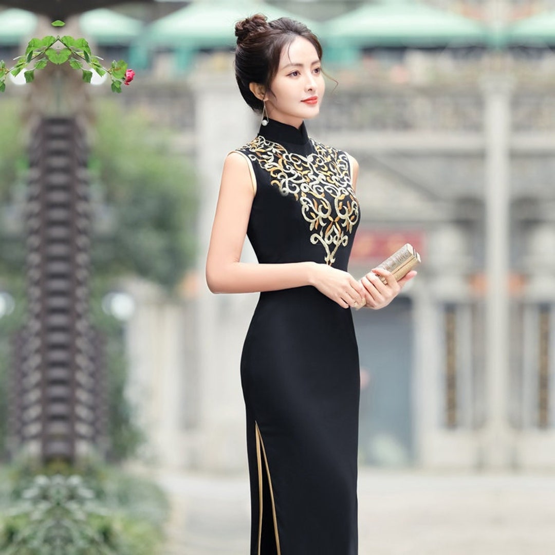 Sleeveless cheongsam best sale