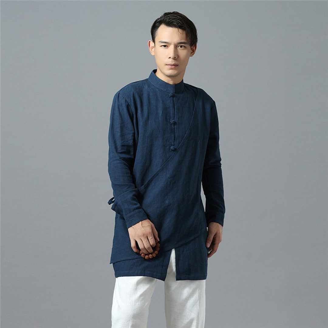 Traditional Chinese Men's Jacket linen Kung Fu Outfit cheongsam Men's ...