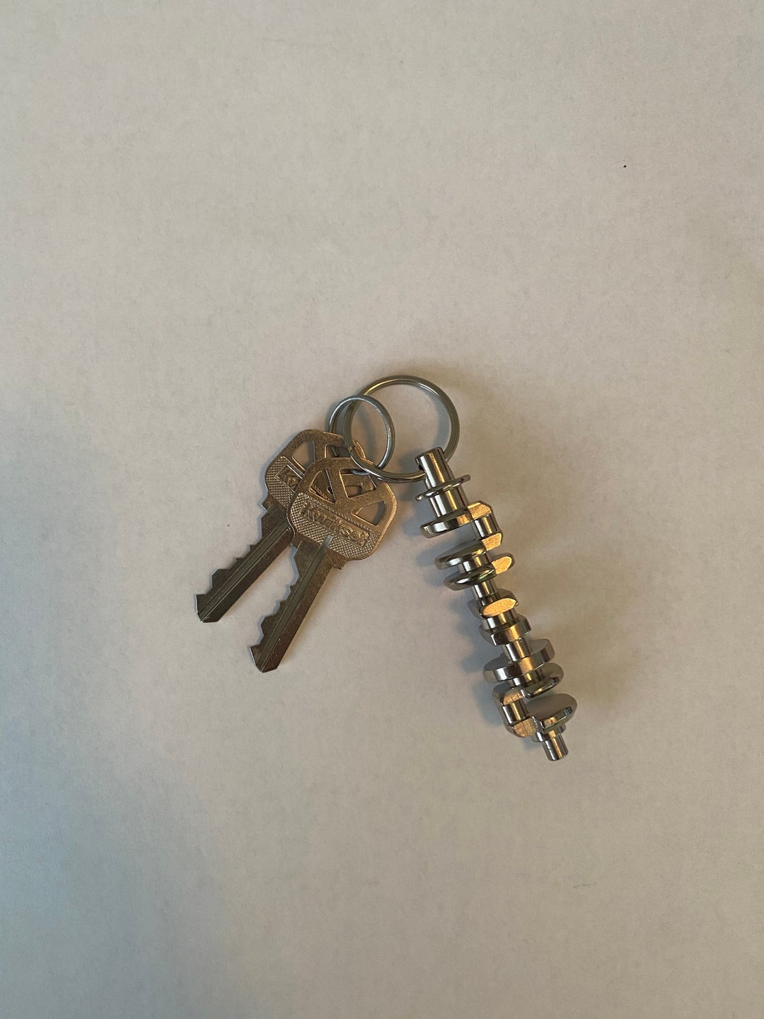 Crankshaft Keychain Nickel Plated Brass 3inches Handmade and Etsy
