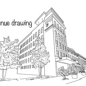 Custom Wedding Venue Invite Sketch