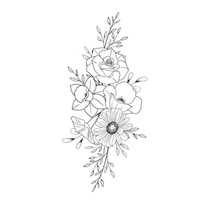 Birth Flower Arm Tattoo design, Add upto SIX flowers