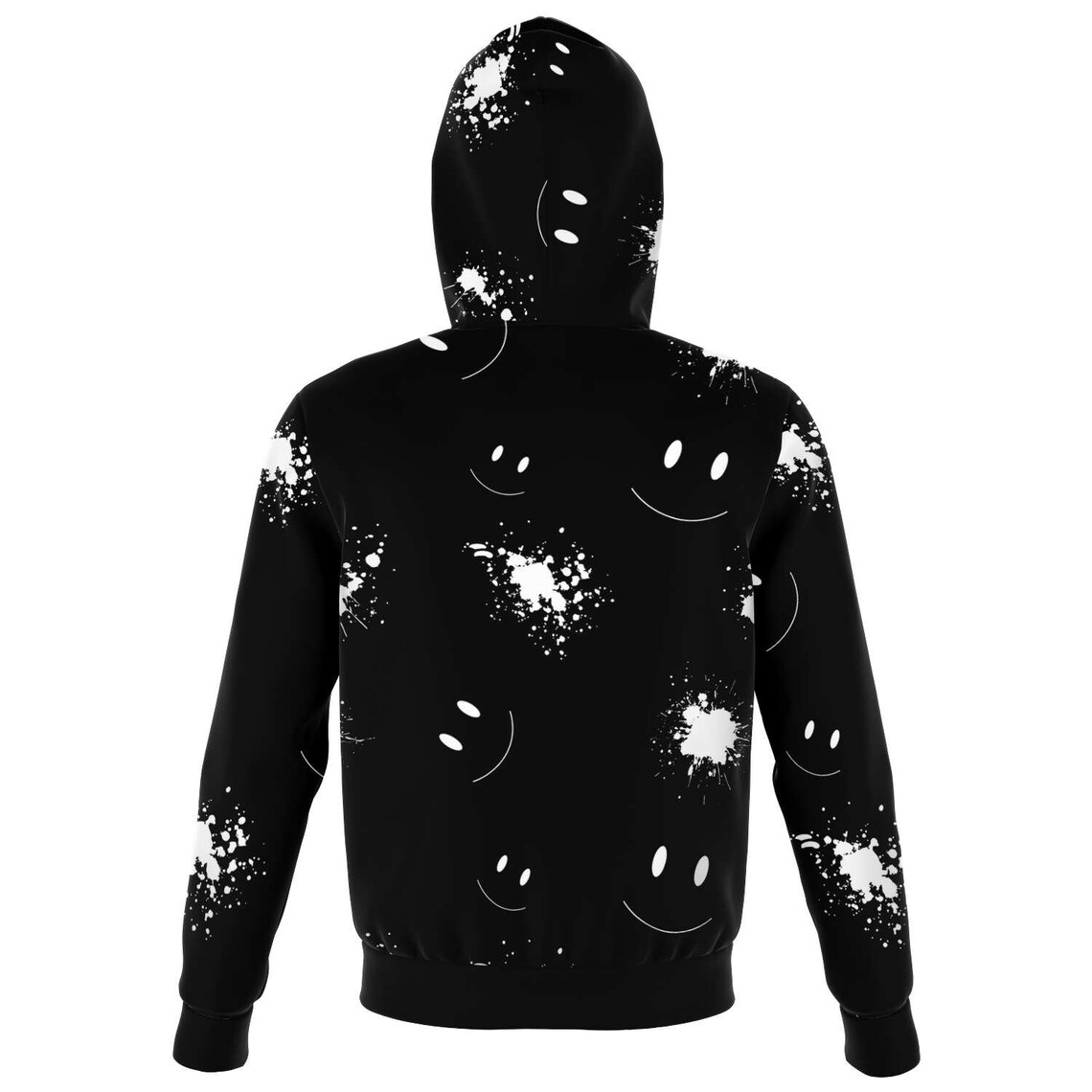 Smiley Hoodie Black with White Pocket and Unique Hood Etsy