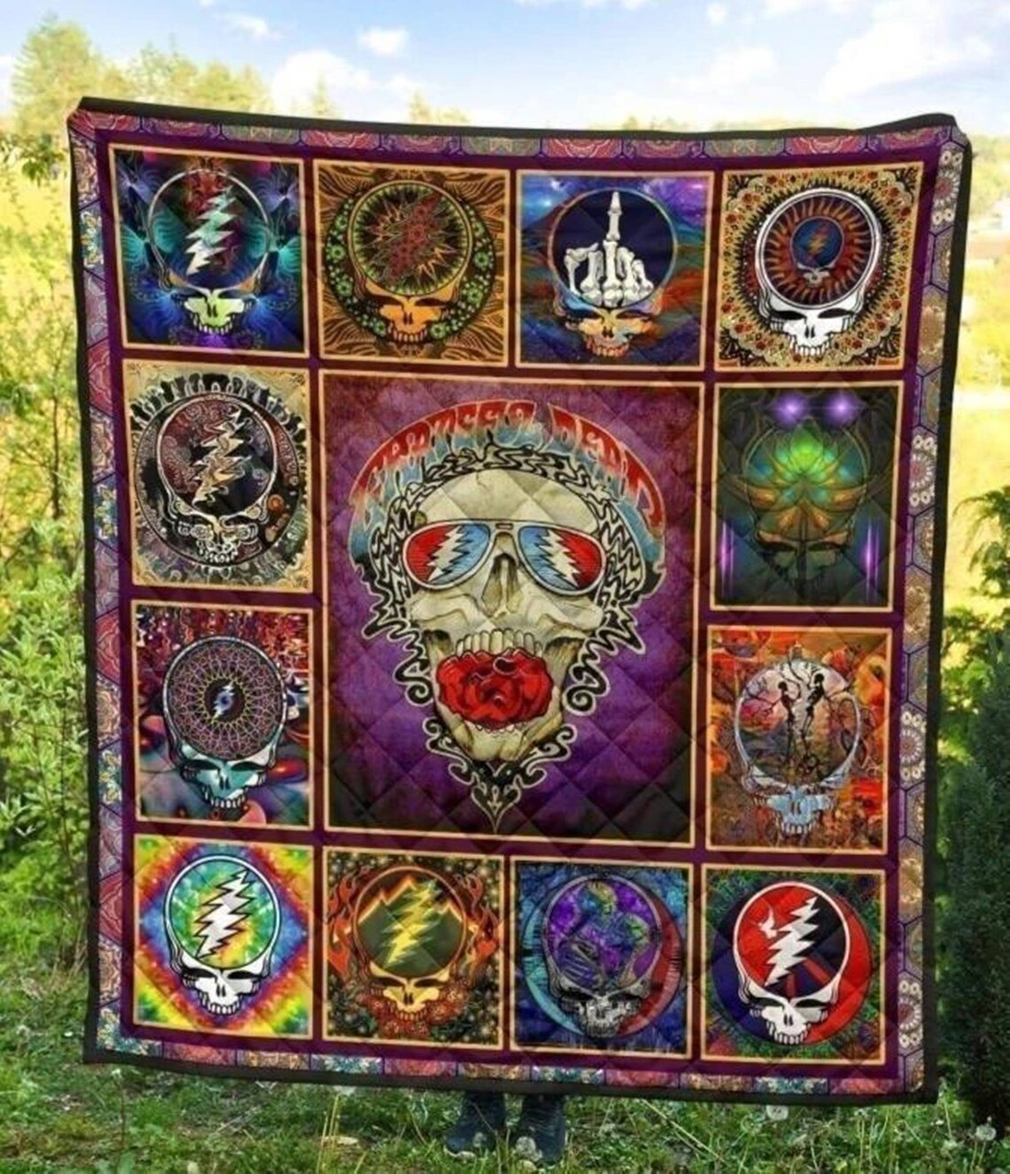 Beautiful The Grateful Dead Head Quilt Blanket Gift For Fan Etsy