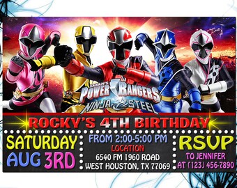 Power Ranger Invite Etsy