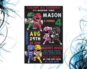 Power Ranger Invites Etsy