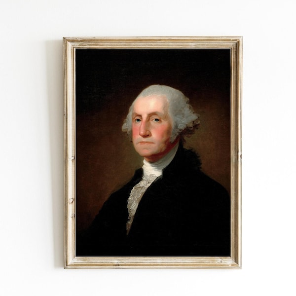 George Washington by Gilbert Stuart Printable | First President | Fine Art Print | Founding Father Painting | Dark Academia | Federalist Art