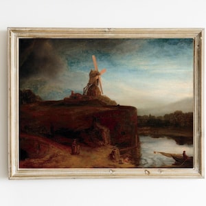 The Mill by Rembrandt van Rijn Printable | 17th Century Fine Art Print | Famous Dutch Painter | Baroque Period | Dark Academia | Autumn