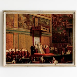 Pope Pius VII in the Sistine Chapel by Jean-Auguste-Dominique Ingres Printable | Catholic Oil Painting | Fine Art Print | Famous French Art