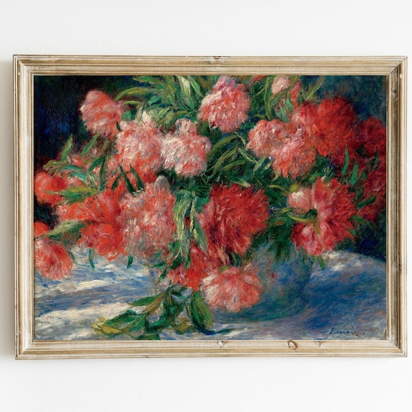 Pierre-Auguste Renoir - Peonies Printable | 19th Century Fine Art Print | Feminine Flowers Print | Impressionist Painting | Floral Bouquet