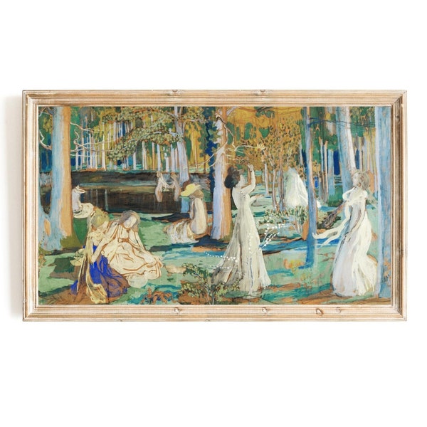 Samsung Frame TV Art | The Sacred Wood | Maurice Denis Frame TV Art | Woodland Forest Painting | Portrait of a Women | Woman Figurative Art