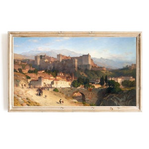 Samsung Frame TV Art | Hill of the Alhambra, Granada | Spanish Cityscape Frame TV Art | Neutral Cityscape | Southern Spain Landscape TV Art