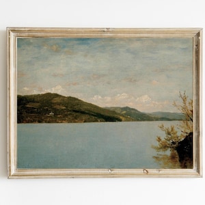 John Frederick Kensett - Lake George Printable / Adirondack Mountains / Mountain Landscape / Lakehouse Cabin Art / New York State Painting