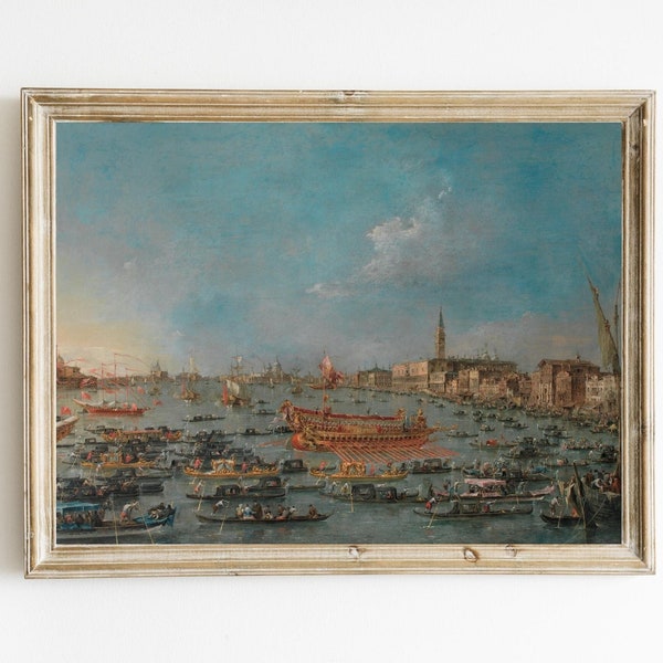 Francesco Guardi - The Bucintoro Festival of Venice Printable | 18th Century Art | Antique Italian Painting | Fine Art Print | Venice Italy