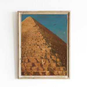 Adrien Dauzats - The Great Pyramid, Giza Printable | Ancient Egypt Landscape | Ancient Historical Landmark Oil Painting | Northern Africa