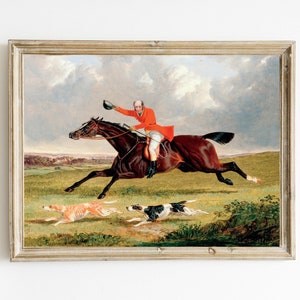 Foxhunting Encouraging Hounds by John Frederick Herring Printable | Vintage Oil Painting | Fine Art Print | Equestrian | Beagle Hound Dog