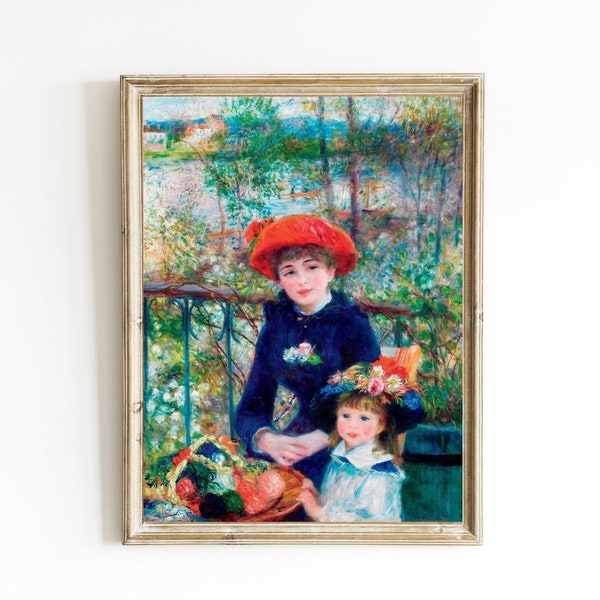 Pierre-Auguste Renoir - Two Sisters (On the Terrace) Printable | 19th Century Art | French Feminine Oil Painting | Impressionist Art Poster