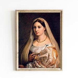 Woman with a veil (La Donna Velata) by Raphael Printable | 16th Century Art | Antique Oil Painting | Italian Painting | Renaissance Art